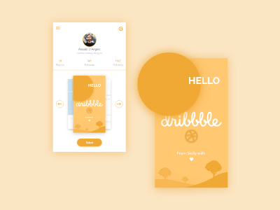 Hello Dribbble! design dribbble hello sicily sun ui ux welcome yellow