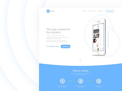 Union - Landing Page app clean landing page minimal student union university