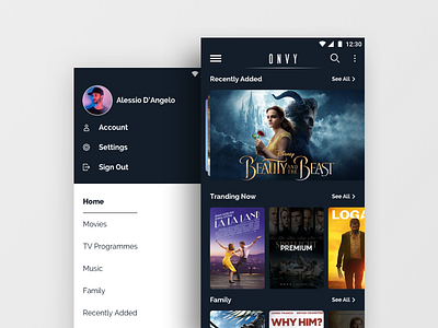 Onvy - App app clean home menu minimal movies onvy ux video on demand ui