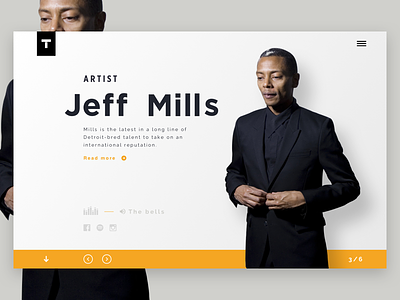 Techno artist - Jeff Mills artist clean header jeff mills minimal music techno ui ux