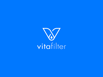 Water Filter Brand Design blue branding branding design clean cool drop droplet filter liquid logo v logo vitamin water water drop water filter