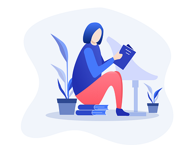 Reading books illustration ui design