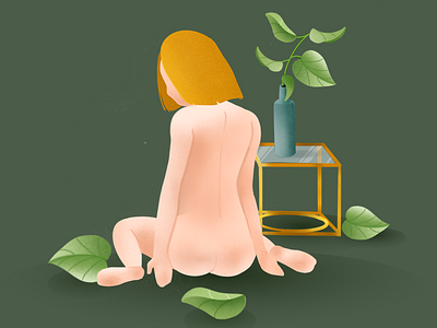 Naked Girl with plants characterdesign illustration ipadpro procreate
