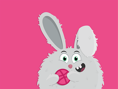 Hello dribbble! cartoon cute illustration rabbit