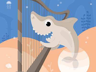A Letter alphabet cartoon character illustration shark
