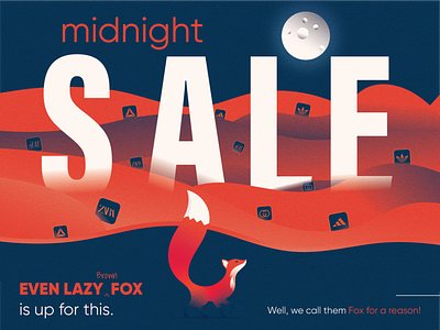 Midnight Sale Poster design fox fox on river fox on river illustration midnight shot offer poster offer poster poster sales