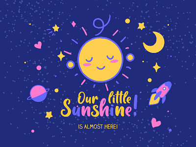 Our little sunshine! baby baby shower cute illustration sun