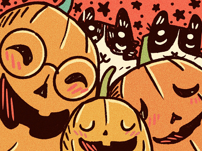 Spooky family halloween illustration pumpkins spooky