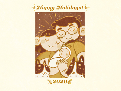 Holidays 2020 baby cats christmas design family family portrait holiday illustration postcard