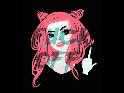 FuckOff design digital digital art first shot fuck off hair illustration pink punk girl