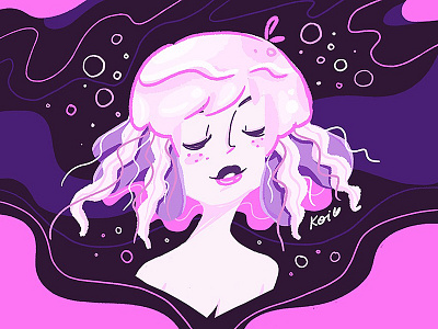 Jelly character design colors girl design illustration jelly jellyfish ocean