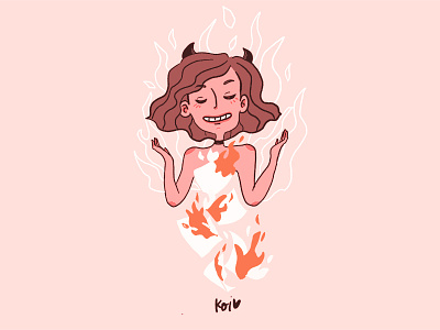 This is fine burning demon demon girl design girl illustration on fire