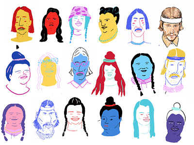 Characters design face girl illustration man woman