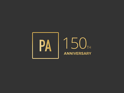 PA's 150th Year logo anniversary black broadcast design gold logo media