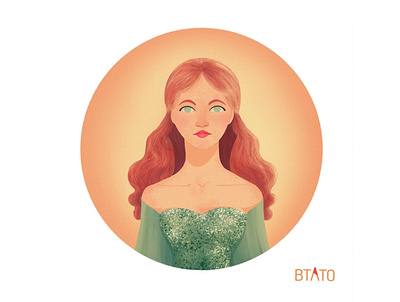 BTATO_Mia 2020 betato btato character digitalart eliz ginger girl green illustration orange procreate redhair texture
