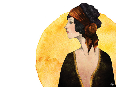 BTATO Classy 20s btato betato classy coco eliz fabulous girl gold headscarf illustration profile suede