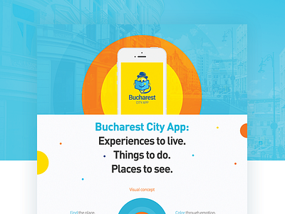 Bucharest City App - Promotional materials android app branding case study colourful iphone