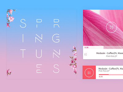 WIP | Spring Tunes UI Kit headphones music playlist spring ui ui kit ux webdesign widget