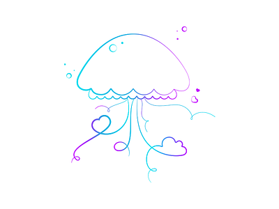 Jellyfish doodle doodle gradients icons illustration vector