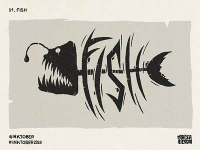 Inktober - 01. Fish angler fish art digitalart digitalillustration digitallettering fish illustration illustrator ink inktober inktober2020 lettering