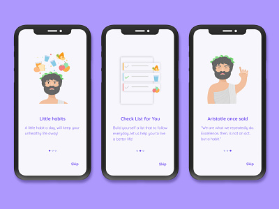 Thingsy - A habit app on-boarding page app habit illustration mobile design purple ui