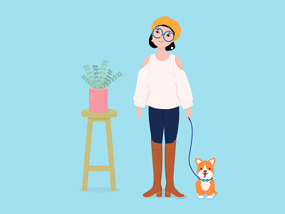 Girl with a dog illustration