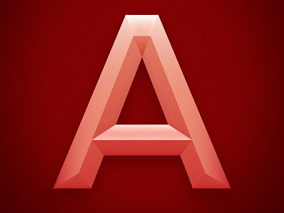 The Letter A a block gradient letter pink red shadow type