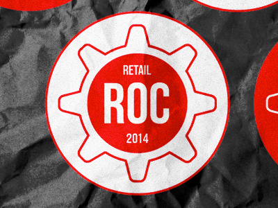 Retail Roc 2 automotive brand flat gear gray grey logo red texture white