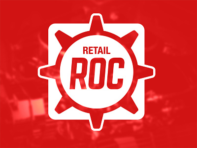 ROC Logo automotive brand flat gear logo red texture white