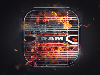 Grill Ram 3d advertising art burn c4d design digital fire grill photoshop ram truck