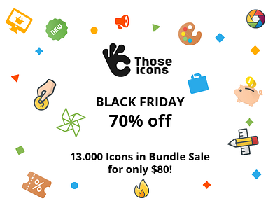 Those Icons on Black Friday Sale bundle color color outline flat glyph icon line material sale web icons
