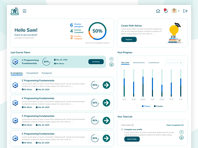 E learning Student Dashboard dashboard design dashboard ui e learning web app design