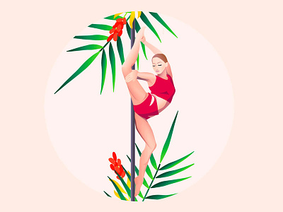 Pole Art art dance dancer gym illustration poledance sport tropical