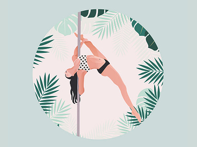 Pole Art - Minagi art dance dancer green gym illustration illustrator leaf poledance sport tropical vector