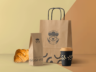 Beaverages Packaging bag bakery branding cake character chef cook cup cute design illustration logo mascot packaging pastry patisserie