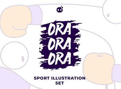 Ora Ora Ora Sport Illustration Set athletic character competition cute design entertainment games gym gymnastic illustration landing page mascot mobile app sport sports ui ux vector