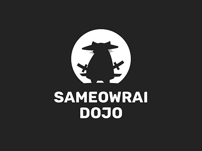 dojo cat character cute design dojo icon illustration japan logo mascot samurai sword vector