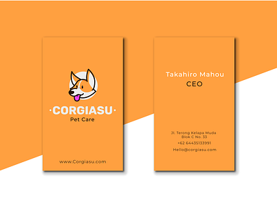 corgiasu business card branding character corgi cute design dog icon identity illustration logo mascot