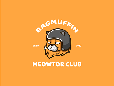 ragmuffin meowtor club branding cat character cute icon illustration logo mascot motorbike