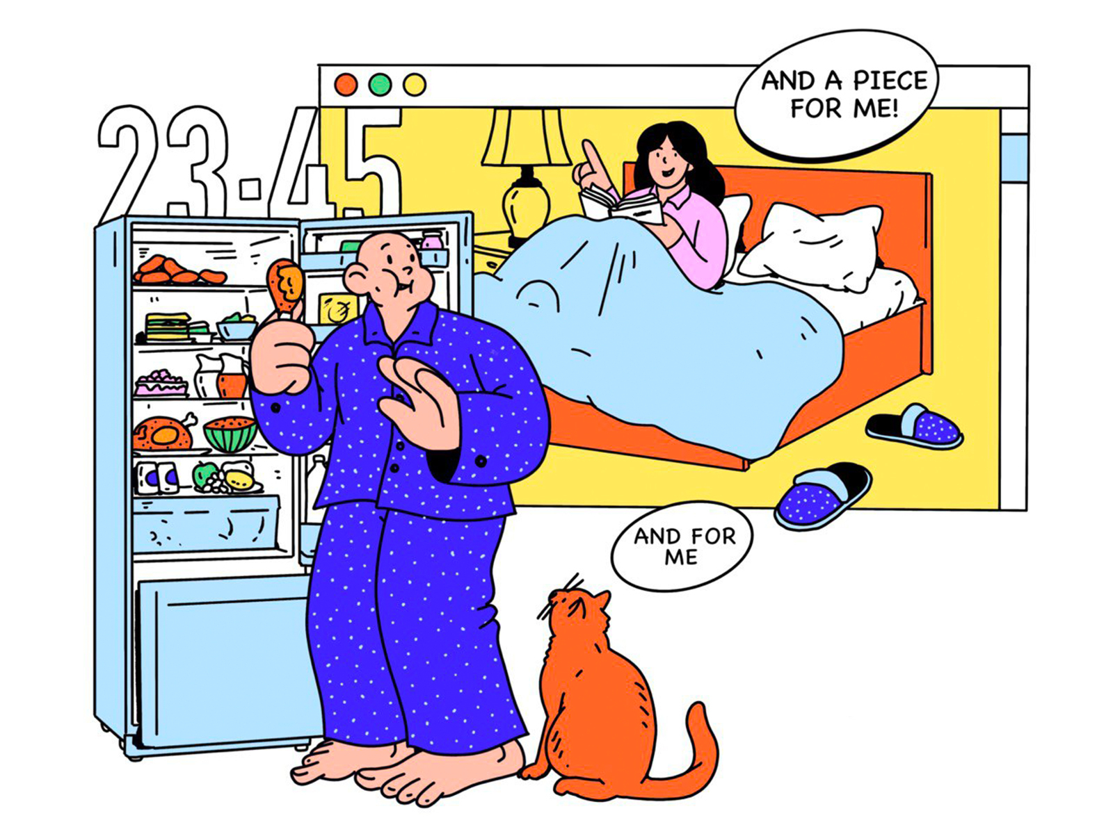 23:45 (2020) website web ukraine procreate home time cat man woman fridge abstract work character design character