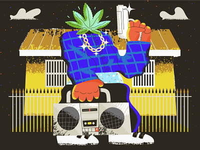 Marijuana Gang 90s beats cassette tape character gang gangsta getto gold gun home illustration marijuana rap tape ukraine