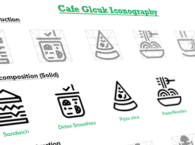 Cafe Gluck Iconography brand design brand identity flat icon design icons set minimal simple visual identity