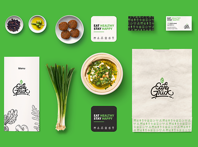 Cafe Gluck Business Stationery brand design brand identity branding branding mockup cafe branding foodbranding minimal visual identity
