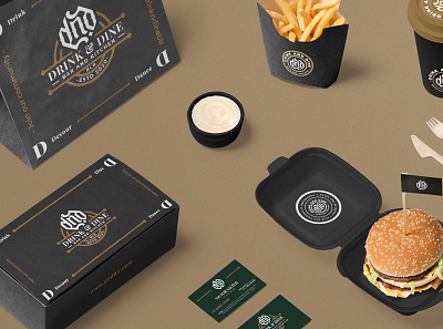Drink and Dine Packaging Design brand design brand identity branding design design language graphic design minimal modern design packaging design simple visual identity