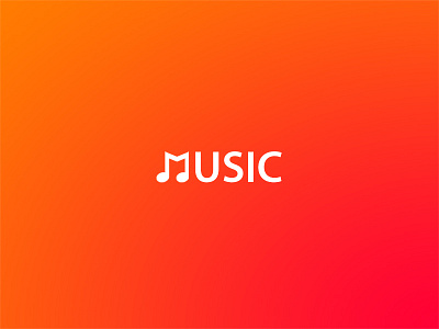 Music Wordmark design flat gradient logo minimal music simple wordmark