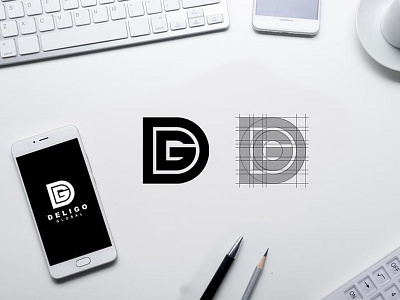 Deligo Global - Logo Construction b2b brand design brand identity branding flat flatlay logo logo construction minimal monogram logo simple visual identity