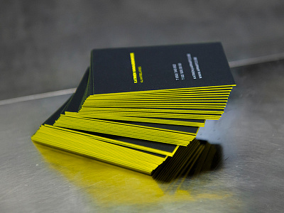 Edge painted double sided cards design doublesided edgepaint press printing visitcards yellow