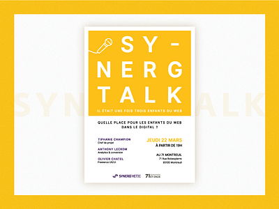 Poster Synerg'Talk poster typography yellow