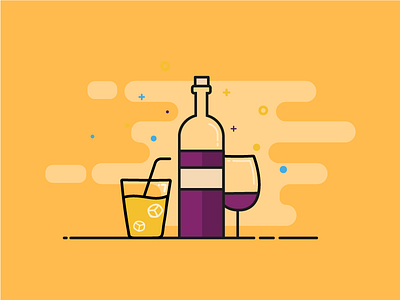Apero ! bottle cloud glass illustration orange juice wine