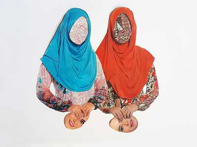 Melayu collage muslims paper collage woman